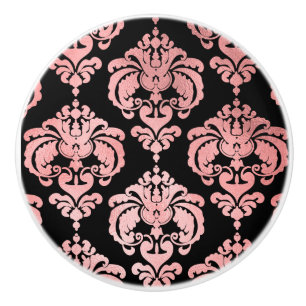 Rose guld & svart damask eleganta sovrumsskåp knopp