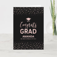 Rose Guld, Svart Konfetti Grattis Examen Examen