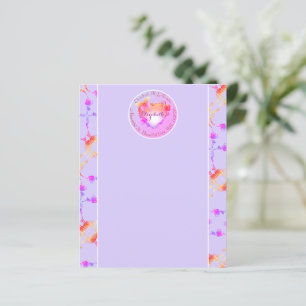 Rose Heart Rosa och Grå Personligt Brevpapper