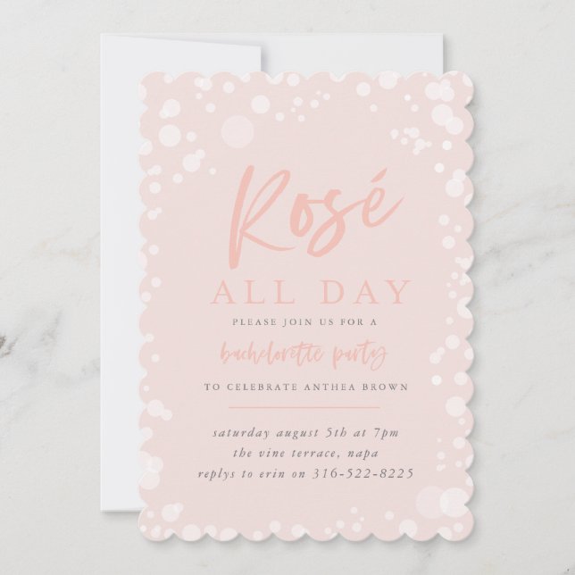 Rosé hela dagen bjuder på bachelorette inbjudningar (Framsida)