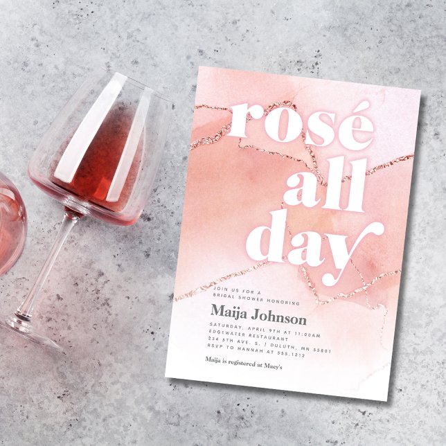 Rosé hela dagen Bröllopsdusch-inbjudan Inbjudningar (Skapare uppladdad)