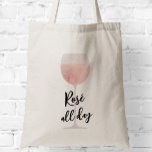 Rosé hela dagen Glass Vin Tygkasse<br><div class="desc">Rosé hela dagen i väskan,  med en vattenfärgsmålning av ett stort glas vin. Anpassa med din information och ändra valfri ordalydelse till kostym för din händelse.</div>