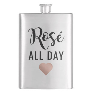 Rosé hela dagen Rosa hjärta Roligt citat Fickplunta