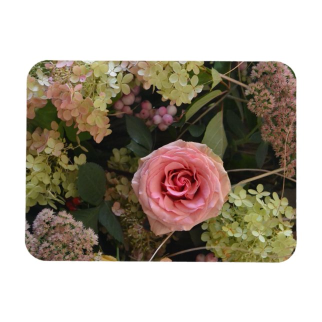 Rose Hydrangea arrangemang magnet (Horisontell)