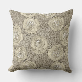 rose hydrangea floral cream tea leather kudde