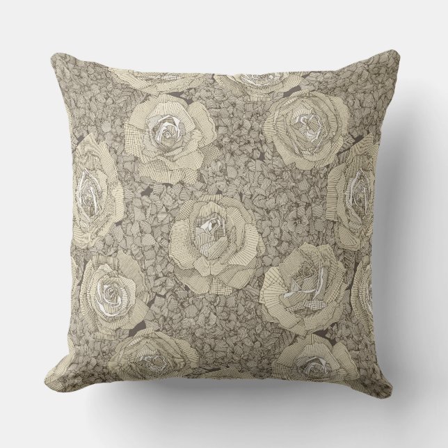 rose hydrangea floral cream tea leather kudde (Framsida)