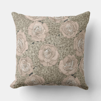 rose hydrangea floral pale peach tea dark kudde