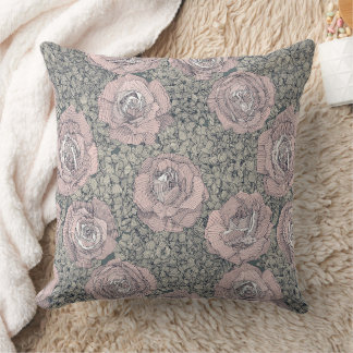 rose hydrangea floral pale pink indigo gray kudde
