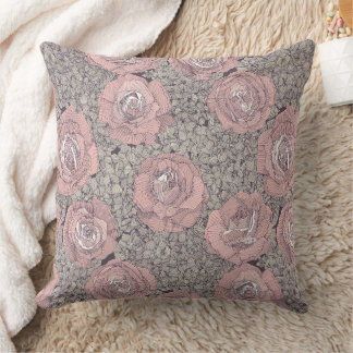 rose hydrangea floral pink mulberry plum kudde