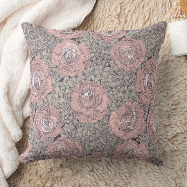rose hydrangea floral pink mulberry plum kudde (Filt)