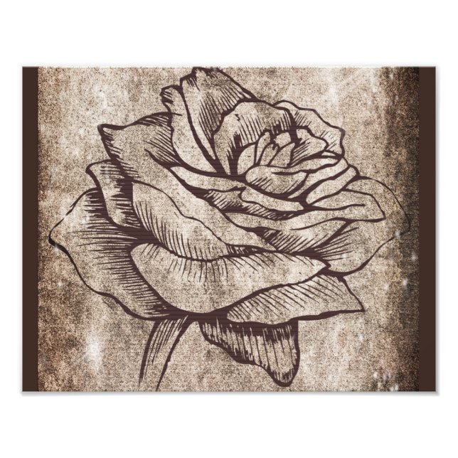 Rose Ink Drawing Fototryck (Framsidan)