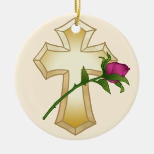 Rose kristen kors ornament