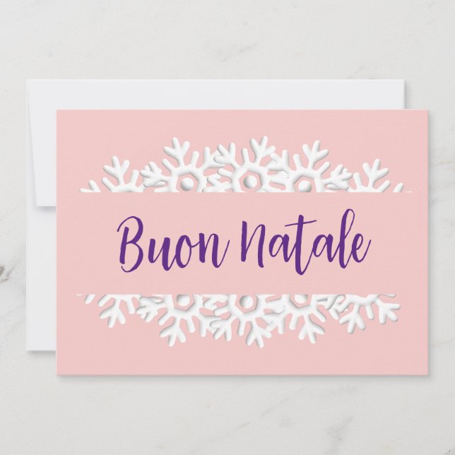 Rose Kvarts, Violett och Vit Buon Natale Julkort (Framsida)
