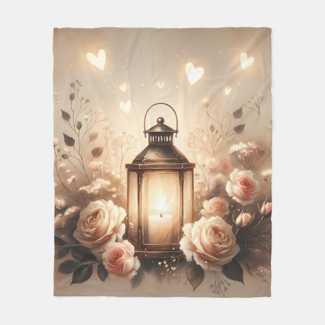 Rose Lantern Glow Bouquet Fleecefilt (Framsidan)