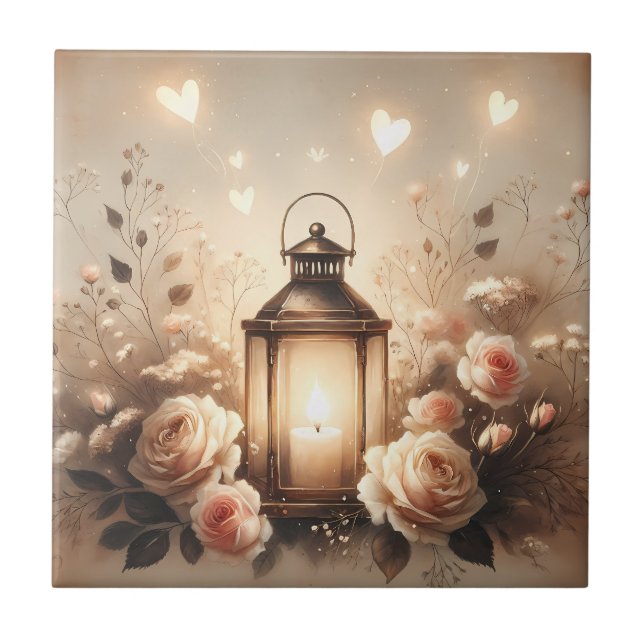 Rose Lantern Glow Bouquet Kakelplatta (Framsidan)