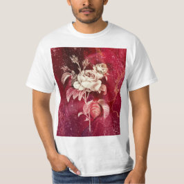  Rose on Red Textured Background T Shirt
