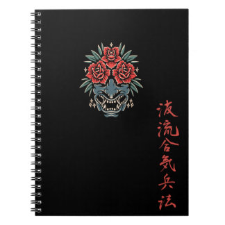 Rose Oni Kanji anteckningsbok svart