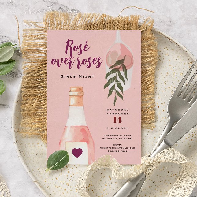 Rosé över Rosor Rosa Tjejernas Natt Ut Inbjudan (Skapare uppladdad)