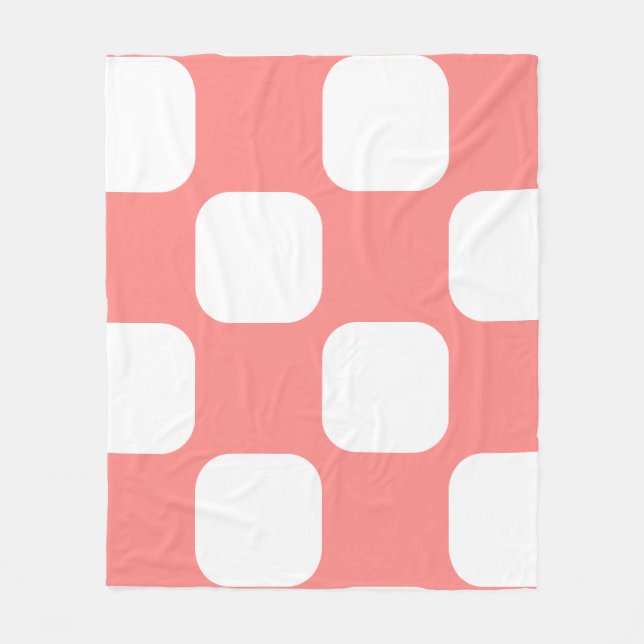 Rose Pastell & Vit Squircle Mönsterdesign Fleecefilt (Framsidan)