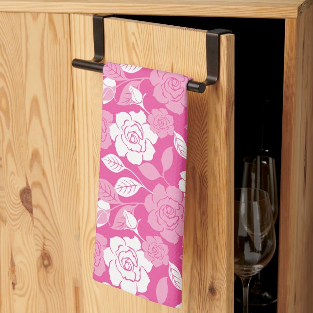 ROSE PATTERN (PINK) KÖKSHANDDUK (Thirds Fold)