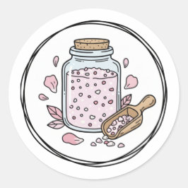 Rose Petal Bath Soak Label Illustration | Floral Runt Klistermärke