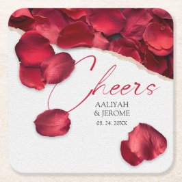 Rose Petals Wedding Coaster Underlägg Papper Kvadrat