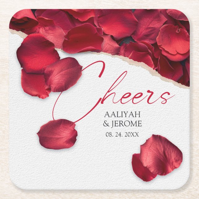 Rose Petals Wedding Coaster Underlägg Papper Kvadrat (Framsidan)