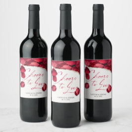 Rose Petals Wedding Wine Lable Vinflaska Etikett