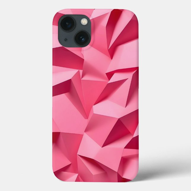 Rose Pink Geometric iPhone Case with 3D Texture (Baksida)