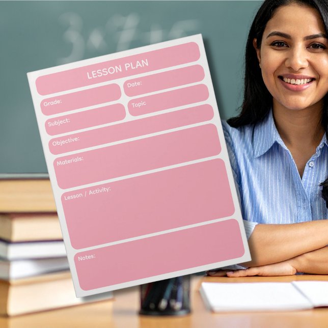 Rose Pink Lektionsplaneringsblock Anteckningsblock (Skapare uppladdad)