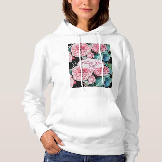 Rose Pink Roses floral Follow Your Joy Pattern T Shirt (Framsida)