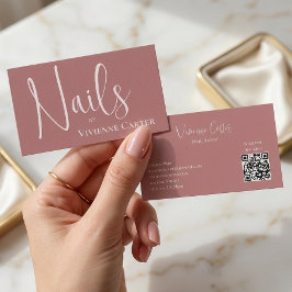 Rose Pink Script Nagelkonstnär Visitkort