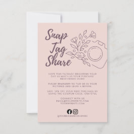 Rose Pink Snap Tag Share  Business Tacksamhetskort Tack Kort