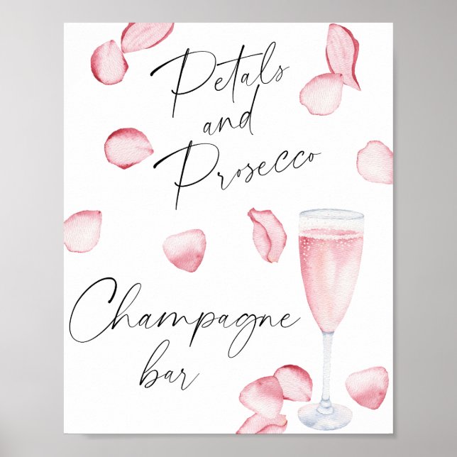 Rosé prosecco bröllopsdusch - Champagnebar Poster (Framsidan)