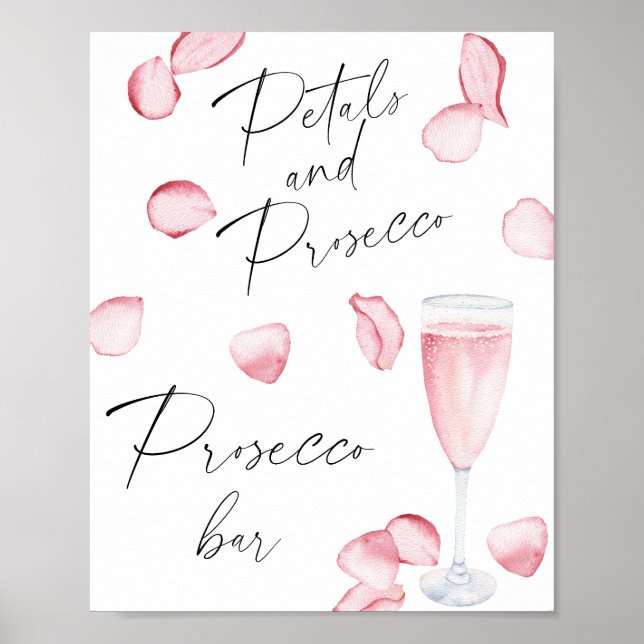 Rosé prosecco bröllopsdusch - Prosecco bar Poster (Framsidan)