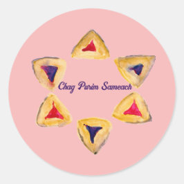 Rosé Purim Hamantaschen Runt Klistermärke