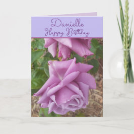 Rose Purple Flower floral Girls Name Birthday Kort
