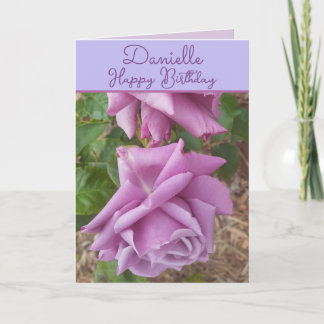 Rose Purple Flower floral Girls Name Birthday Kort