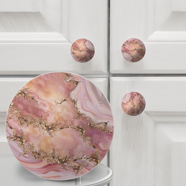 Rose quartz and pastel pink marble knopp (Skapare uppladdad)