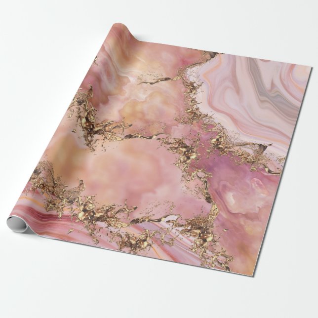 Rose quartz and pastel pink marble presentpapper (Utrullad)