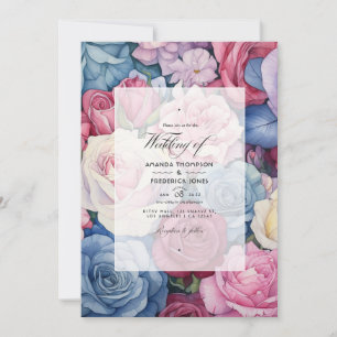 Rose Quartz, Dammtorblue, Rosa och Krämfärgad Bröl Inbjudningar