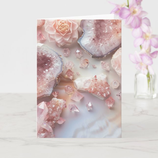 Rose Quartz Kristall | Kärlekssten Rosa  Fotokort Kort (Orkide)