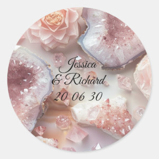 Rose Quartz Romance Wedding Personalized Sticker Runt Klistermärke