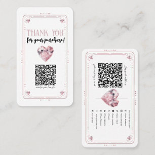 Rose Quartz Rosa Hjärtkristall Sociala Medier QR Visitkort