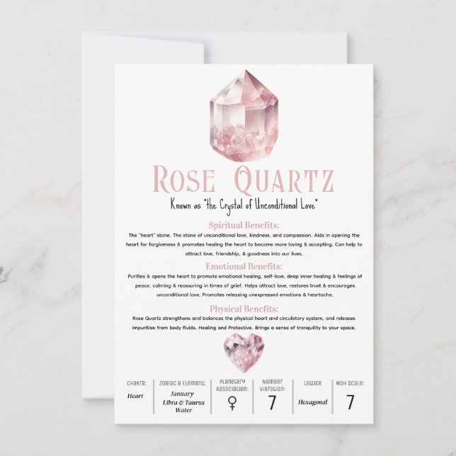 Rose Quartz Rosa Kristall Metafysiska Betydelse  Inbjudningar (Framsida)