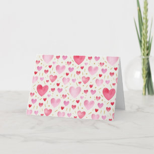 Rose Quartz Watercolor Hjärtan Kort
