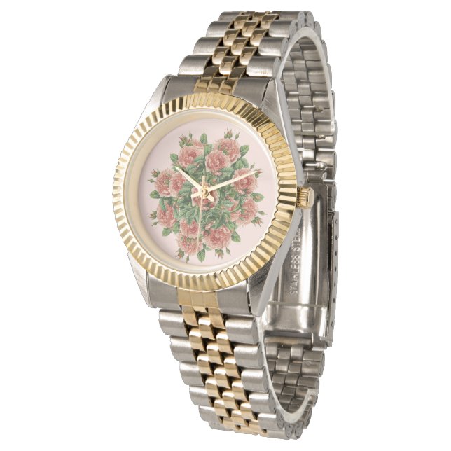 Rose Roses Rosen bouquet – Rosenbouquet pastel Armbandsur (Vinklad)