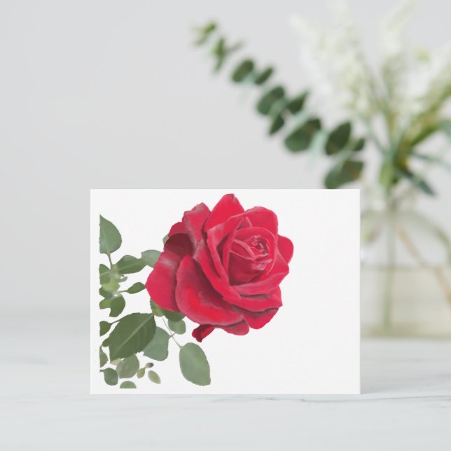 Rose rouge peinture vykort (Stående Fram)