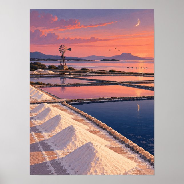 Rose Saltworks Tidvatten Skymning 12x16 Affisch (Framsidan)