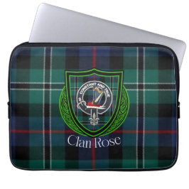 Rose Scottish Clan Tartan and Crest Laptop Fodral